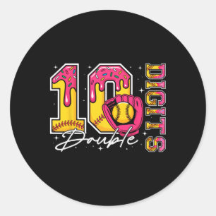 Meisje 10 Dubbele Cijfers 10e Verjaardag Ijs Soft Ronde Sticker