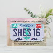 Meisje 16e verjaardag Oregon Uitnodiging (Staand voorkant)