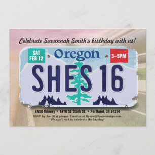 Meisje 16e verjaardag Oregon Uitnodiging