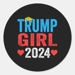 Meisje 2024 Shirten Schattigee Trump Flag Vrouwen Ronde Sticker