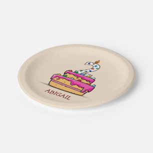 Meisje 2e verjaardag, 2 op de zoete roze Cake Papieren Bordje