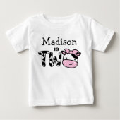 Meisje 2e verjaardag Koe Twee persoonlijke T-shirt (Voorkant)