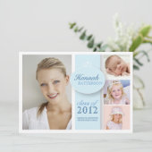  meisje 4 Foto van Blue Afstuderen Invitation Kaart (Staand voorkant)