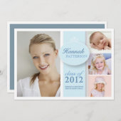  meisje 4 Foto van Blue Afstuderen Invitation Kaart (Voorkant / Achterkant)