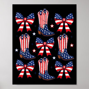 Meisje 4 juli Cowboylaarzen Bows Cowgirl Amerikaan Poster