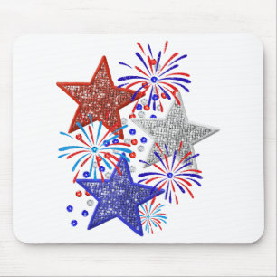 Meisje 4 juli Vrouwen Rood Wit Blauw Ster Amerika Muismat