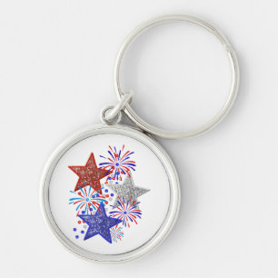 Meisje 4 juli Vrouwen Rood Wit Blauw Ster Amerika Sleutelhanger