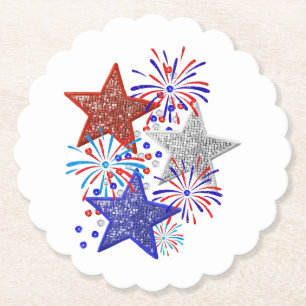 Meisje 4th of July Vrouwen Rood Wit Blauw Ster Ame Kartonnen Onderzetters