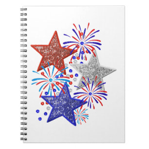 Meisje 4th of July Vrouwen Rood Wit Blauw Ster Ame Notitieboek