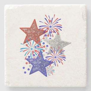 Meisje 4th of July Vrouwen Rood Wit Blauw Ster Ame Stenen Onderzetter