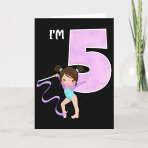Meisje 5 jaar gymnastiek 5e verjaardagsfeestje gym kaart