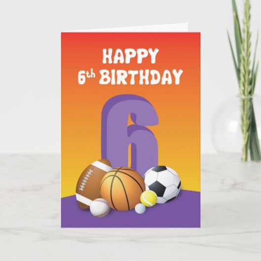 Meisje 6th Birthday Sports Balls Kaart (Voorkant)