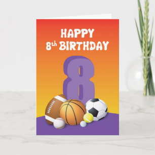 Meisje 8th Birthday Sports Balls Kaart