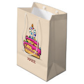 Meisje 9e verjaardag, 9 op de zoete roze Cake Medium Cadeauzakje (Achterkant Gekanteld)