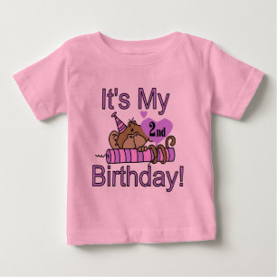 Meisje Aap 2e Verjaardag Tshirts en geschenken