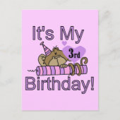 Meisje Aap 3e Verjaardag Tshirts en geschenken Briefkaart (Voorkant)