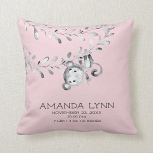 MEISJE Aap Baby Geboorte Stats Kussen