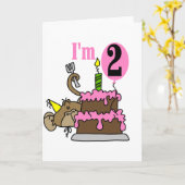 Meisje Aap Ik ben 2 Verjaardag Tshirts Kaart (Gele Bloem)