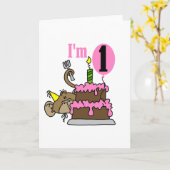 Meisje Aap Ik ben Een Verjaardag Tshirts Kaart (Gele Bloem)