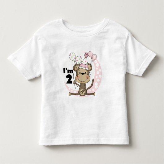 Meisje Aap in Party Pet 2e Verjaardag Kinder Shirts (Voorkant)