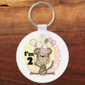 Meisje Aap in Party Pet 2e Verjaardag Sleutelhanger (Voorkant)