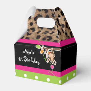 Meisje Aap Safari Chic Luipaard Feest Favor Dozen Bedankdoosjes