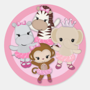 MEISJE AAP Tu Tu Schattige Baby shower sticker/zeg Ronde Sticker