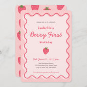 Meisje Aardbei Berry Eerste 1e Verjaardag Kaart (Voorkant / Achterkant)