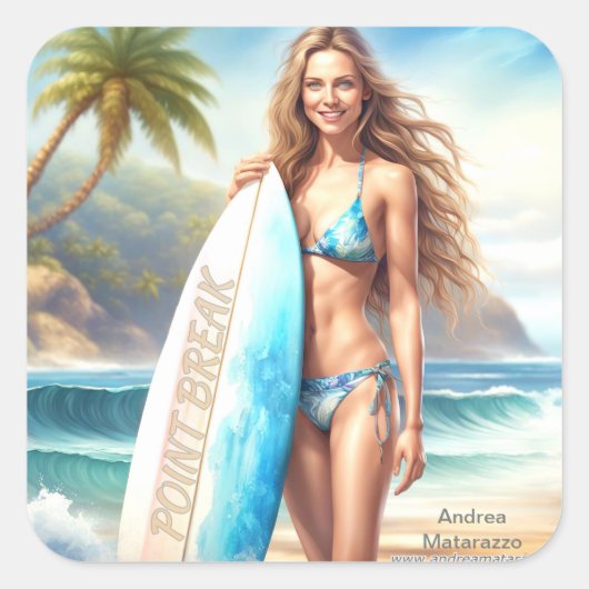 Meisje Action Point Break Vierkante Sticker (Voorkant)