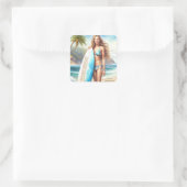 Meisje Action Point Break Vierkante Sticker (Tas)