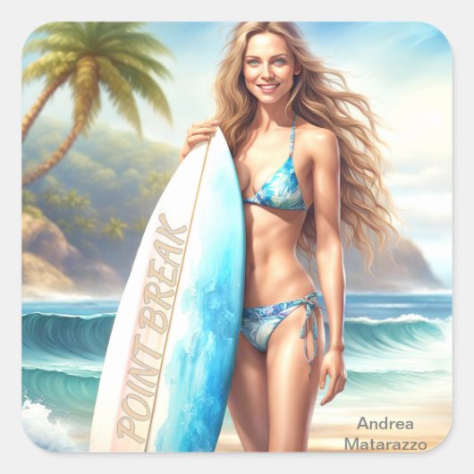 Meisje Action Point Break Vierkante Sticker (Voorkant)