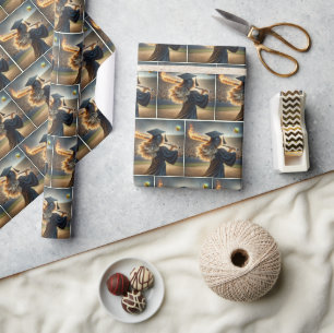 Meisje Afstuderen een vlammende honkbalknuppel Cadeaupapier
