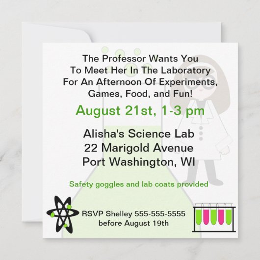 Meisje Alles over Wetenschap Verjaardagsfeestuitno Kaart (Achterkant)