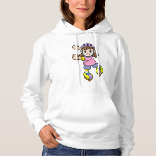 Meisje als schaatser met schaatsen en helm hoodie