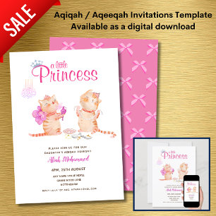 Meisje AQIQAH Baby shower Verjaardagsprinses Thema Kaart
