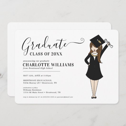  meisje Avatar | Afstuderen van de middelbare scho Kaart (Voorkant / Achterkant)