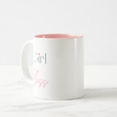 Meisje Baas, Roze Hart Empowerend Geschenk Tweekleurige Koffiemok (Voorkant links)