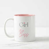 Meisje Baas, Roze Hart Empowerend Geschenk Tweekleurige Koffiemok (Links)