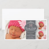  Meisje Baby 3 Foto Monogram Aankondiging (Voorkant / Achterkant)