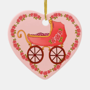 Meisje Baby Buggy Hart ornament