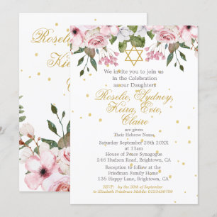 Meisje Baby Hebreeuws Meerdere Naming Ceremonie Kaart