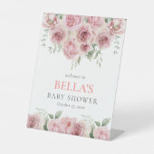 Meisje Baby in Bloom Baby shower Welkomstbord Reclamebord Met Voetstuk (Voorkant)