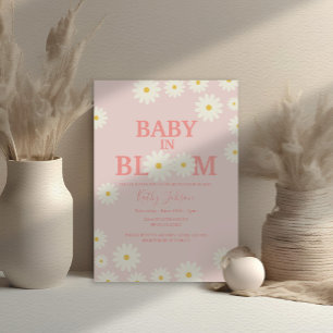 Meisje Baby in Bloom Daisy Bloemen Roze Baby showe Kaart