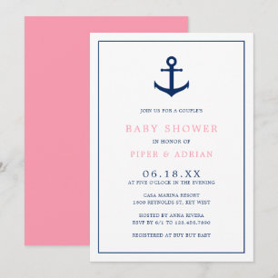 Meisje Baby Nautical Pink Blue Anchor Couples Show Kaart