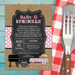 Meisje Baby Q Sprinkle, BBQ baby shower Kaart