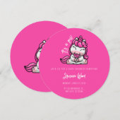 Meisje Baby Roze Eenhoorn Gender Reveal Party Kaart (Voorkant / Achterkant)