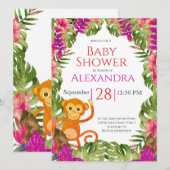 Meisje Baby Shower Aap Roze Tropisch Wilde Dieren (Voorkant / Achterkant)