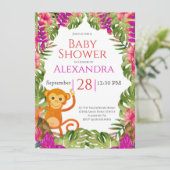 Meisje Baby Shower Aap Roze Tropisch Wilde Dieren (Staand voorkant)