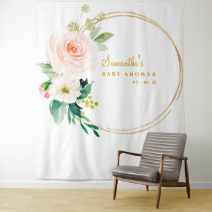 Meisje Baby Shower Achtergrond Foto Booth Wandkleed