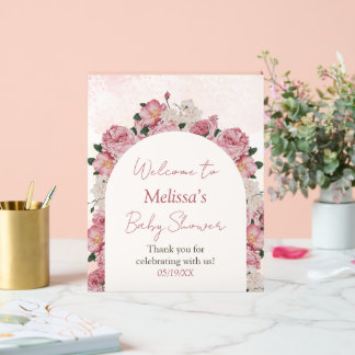 Meisje Baby shower Bloemen Acryl Welkom Teken Bord
